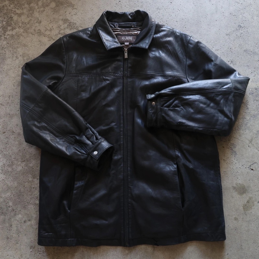 Vintage 90s Wilsons Leather Jacket Men's Size 2XL Tall Black Thinsulate